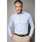 Hellblaue Langärmelige Desoto Slim Fit Hemden aus Jersey für Herren Größe 3 XL Große Größen 