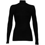 Schwarze Dilling-Underwear Stehkragen Rippshirts aus Merinowolle Handwäsche für Damen Größe L 