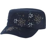 Marineblaue Army Caps mit Glitzer Handwäsche für Damen 