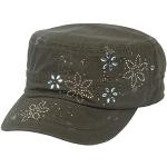 Olivgrüne Army Caps mit Glitzer Handwäsche für Damen 