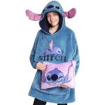 Disney Übergroße Kapuzenpullover Mädchen 2-in-1 Kissen Hoodie, Sherpa-Kapuze & 3D-Ohren One Size - Geschenke für Mädchen (Blau Stitch)