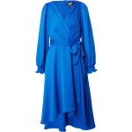 Blaue Langärmelige DKNY | Donna Karan V-Ausschnitt Winterkleider mit Puffärmeln für Damen Größe XS 