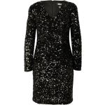 Schwarze Langärmelige DKNY | Donna Karan Mini V-Ausschnitt Partykleider für Damen Größe M 