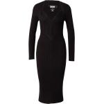 Schwarze Langärmelige DKNY | Donna Karan V-Ausschnitt Winterkleider aus Viskose für Damen Größe XS 