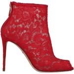 Rote Dolce & Gabbana Pfennigabsatz Peep-Toe Stiefeletten  Reißverschluss aus Leder für Damen Größe 39,5 