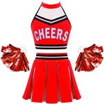 Rote Cheerleader-Kinderkostüme Handwäsche für Mädchen Größe 170 