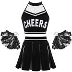 Schwarze Cheerleader-Kinderkostüme Handwäsche für Mädchen Größe 170 