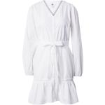 Weiße Langärmelige Dorothy Perkins Mini V-Ausschnitt Partykleider mit Gürtel aus Baumwolle für Damen Größe L 
