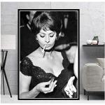 DPFRY Sophia Loren Schwarz Weiß Schauspielerin Poster Leinwand Malerei Wandkunst Bilder Drucken Auf Leinwand Für Wohnkultur Ut91Zp 40X60Cm Ohne Rahmen