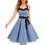 Blaue Rockabilly Look Dresstells herzförmigem Auschnitt Partykleider aus Baumwolle für Damen Größe 3 XL zur Hochzeit 