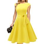 Reduzierte Gelbe Dresstells Audrey Hepburn Wadenlange | Midi Cocktailkleider für Damen Größe L zur Hochzeit 