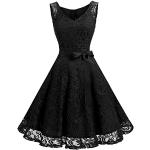 Schwarze Blumen Kurze V-Ausschnitt Abendkleider & festliche Kleider aus Spitze Handwäsche für Damen Größe XXL für die Brautjungfern 