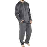 Duohropke Herren Schlafanzug Flanell Hausanzug Winter Pyjama Set Lang Zweiteiliger Schlafanzug mit Kapuze