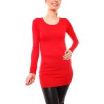 Rote Langärmelige Easy Young Fashion Rundhals-Auschnitt Longsleeves & Langarmshirts aus Viskose für Damen Größe L 