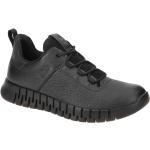 Schwarze Ecco Gore Tex Flache Sneaker Schnürung aus Glattleder mit herausnehmbarem Fußbett für Herren Größe 48 