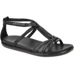 Schwarze Ecco Simpil T-Steg Sandalen aus Glattleder mit herausnehmbarem Fußbett für Damen Größe 43 