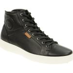 Schwarze Ecco Soft 7 Hohe Sneaker Schnürung aus Glattleder mit herausnehmbarem Fußbett für Damen Größe 43 