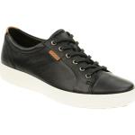 Schwarze Ecco Soft 7 Flache Sneaker Schnürung aus Glattleder mit herausnehmbarem Fußbett für Herren Größe 47 
