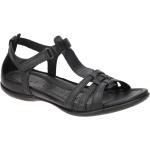 Schwarze Ecco Flash T-Steg Sandalen aus Glattleder mit herausnehmbarem Fußbett für Damen Einheitsgröße 