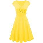 Gelbe Wadenlange | Midi V-Ausschnitt Frühlingskleider für Damen Größe 3 XL 