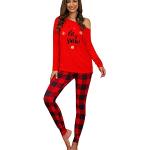 Rote Damenschlafanzüge & Damenpyjamas Größe 3 XL 2 Teile zu Weihnachten 