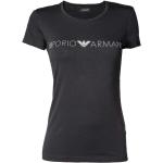 EMPORIO ARMANI Damen T-Shirt - Rundhals, Loungewear, Kurzarm, Stretch Baumwolle Schwarz XS