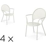 Weiße Gartenstühle aus Stahl mit Armlehne 4 Teile 