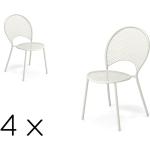 Weiße Gartenstühle aus Stahl stapelbar 4 Teile 
