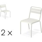Weiße Gartenstühle aus Stahl stapelbar 2 Teile 