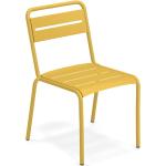 Gelbe Gartenstühle aus Stahl stapelbar 4 Teile 