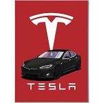 Enartly Bild Auf Leinwand Tesla Model S Blackn Poster und Wandkunst Modernes Familienzimmer Dekor 60x90cm Kein Rahmen