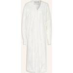 Reduzierte Weiße Langärmelige V-Ausschnitt Kleider mit Ärmel aus Seide für Damen Größe XS 