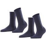 ESPRIT Damen Socken Basic Pure 2-Pack W SO Baumwolle einfarbig 2 Paar, Blau (Navy Blue Melange 6490), 35-38