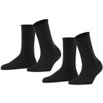 ESPRIT Damen Socken Basic Pure 2-Pack W SO Baumwolle einfarbig 2 Paar, Schwarz (Black 3000), 35-38