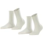 ESPRIT Damen Socken Basic Pure 2-Pack W SO Baumwolle einfarbig 2 Paar, Weiß (Off-White 2040), 35-38