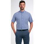 Blaue Kurzärmelige eterna Button Down Hemden aus Baumwolle für Herren Größe M 