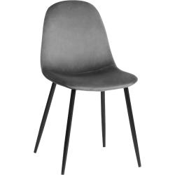 Grauer Esszimmerstuhl/Samtstuhl mit schwarzen Metallbeinen, gepolsterter Sitz, 45 x 50 x 80 cm - Eva