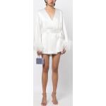 Weiße Langärmelige Kleider mit Ärmel aus Elastan für Damen Größe XXS 
