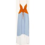Reduzierte Hellblaue V-Ausschnitt Strandkleider Orangen aus Viskose für Damen Größe M 