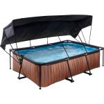 EXIT Wood Pool Braun 220 x 150 x 65 cm m. Filterpumpe u. Sonnensegel