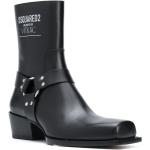 Reduzierte Schwarze DSQUARED2 Blockabsatz Stiefel mit Absatz mit Nieten Reißverschluss aus Kalbsleder für Herren Größe 42 