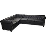 vidaXL Chesterfield Ecksofa Eckcouch Loungesofa Couch 6-Sitzer KunstlederSchwarz