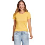 Gelbe Kurzärmelige Eddie Bauer T-Shirts aus Baumwolle für Damen Größe XS 