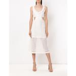 Reduzierte Weiße OLYMPIAH Wadenlange | Midi V-Ausschnitt Frühlingskleider aus Baumwolle für Damen Größe M 