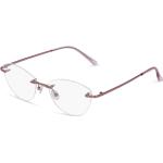 Pinke Ovale Randlose Brillen aus Edelstahl für Damen 