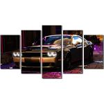 Annick Goutal Gold 2016 Dodge Challenger GTA 5 Dodge Sportwagen Leinwand Ölgemälde Wandkunst 5 Panels Bild Leinwand Kunstwerk Für Wohnkultur (Mit Rahmen,50 x 100 cm)