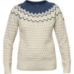 Beige Skandinavische Fjällräven Pullover mit Ellenbogen Patches aus Wolle für Damen Größe M 