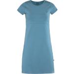 Blaue Casual Fjällräven Kurze Rundhals-Auschnitt Sommerkleider aus Baumwolle für Damen Größe XS 