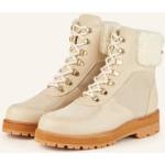 Reduzierte Cremefarbene Flattered Blockabsatz Winterstiefel & Winter Boots Schnürung für Damen Größe 41 