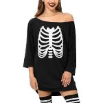 Casual Langärmelige Meme / Theme Halloween schulterfreiem Ausschnitt Skelett Kostüme aus Elastan für Damen Größe S 